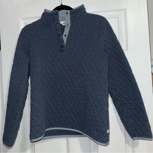 Orvis Pullover Small Blue Sweater Fleece Button Outdoor Quilted Snap Sweatshirt